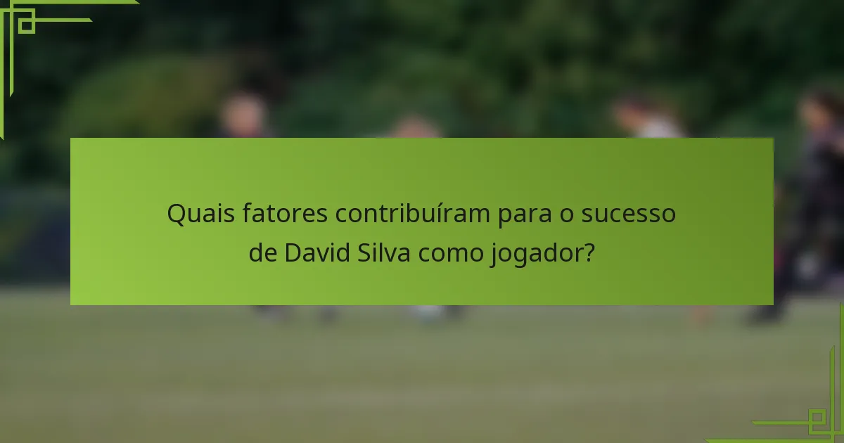 Quais fatores contribuíram para o sucesso de David Silva como jogador?