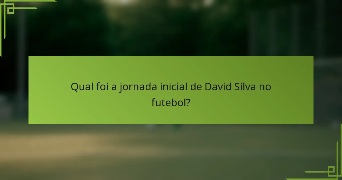 Qual foi a jornada inicial de David Silva no futebol?